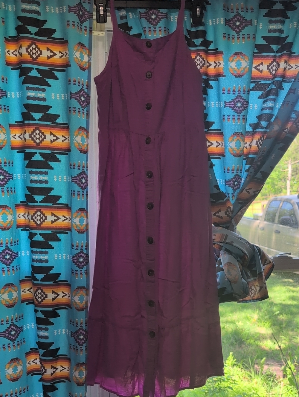 Old Navy Plum Button-Front Midi Dress